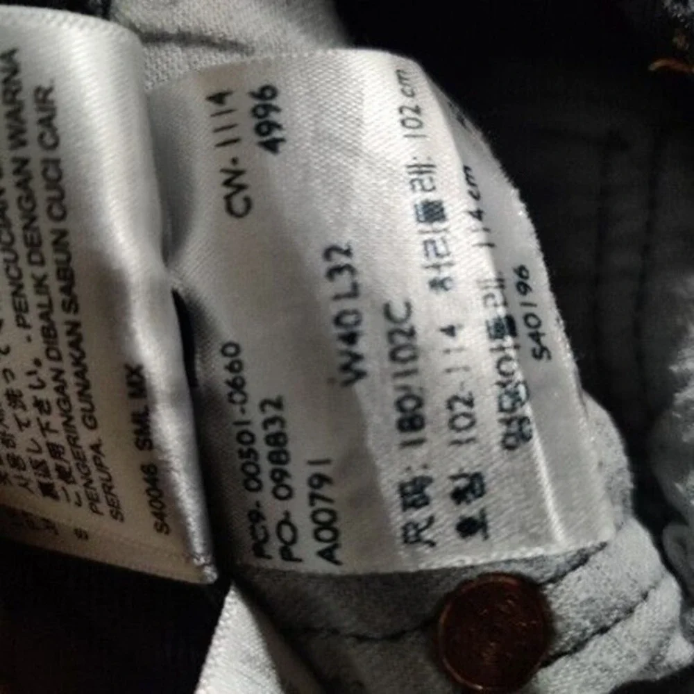Levis Jeans Mens 40x29 Black 501‎ Original Fit Button Fly Black Wash